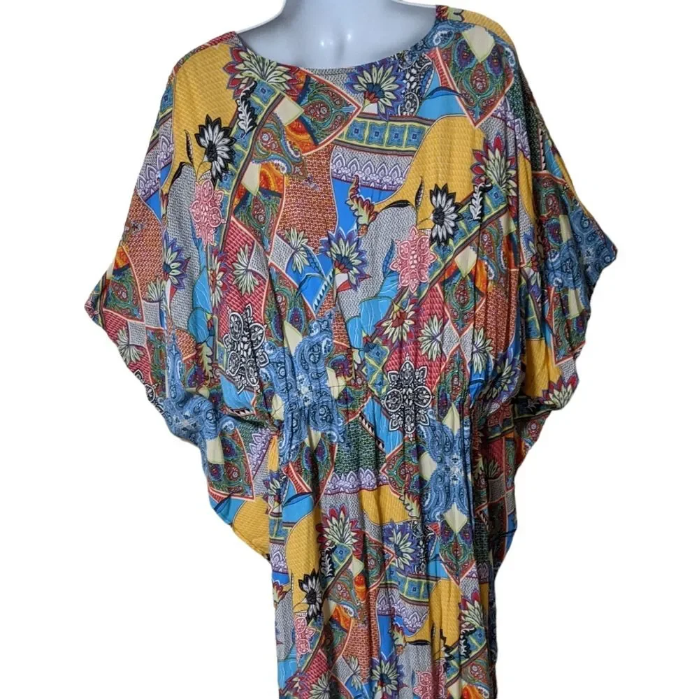 Attitudes by Renee geometric floral kimono kaftan housedress athleisure size XLP